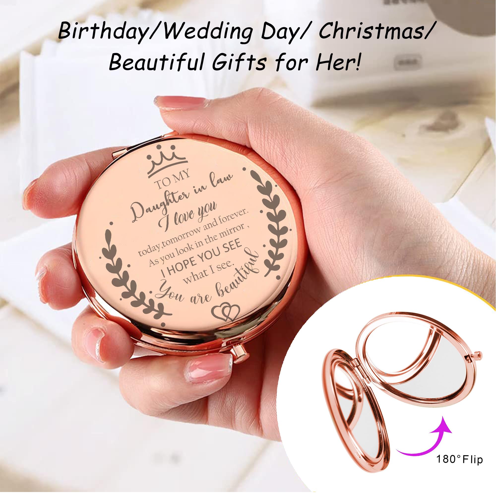Soulpetals wedding-day gift mirror portable fits in clutch or purse.