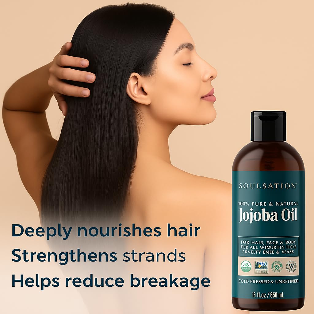 SOULSATION Jojoba Oil skin and nails application showcases hydrating carrier oil for daily use