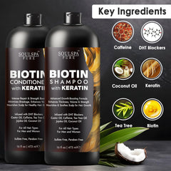 SOULSPA PURE Biotin Keratin Conditioner bottle pump demonstrates detangling and easy styling