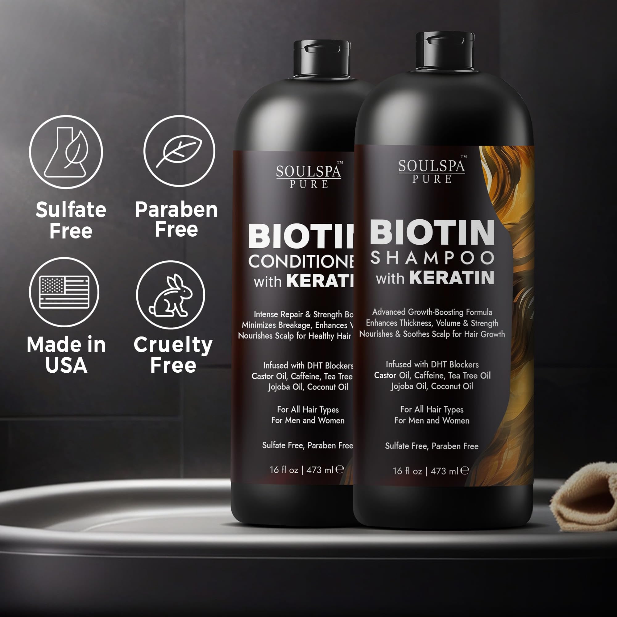 SOULSPA PURE Luxury hair care set packaging conveys premium at-home routine