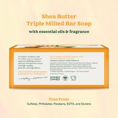 South Of France SoF bar soap with organic shea butter softens skin.