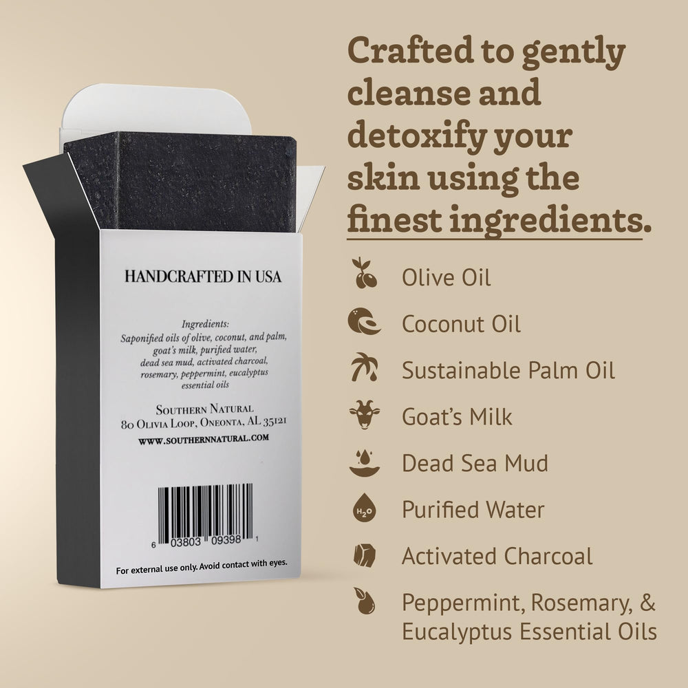 Southern Natural clean ingredients banner highlights olive oil, coconut oil, and sustainable palm oils.