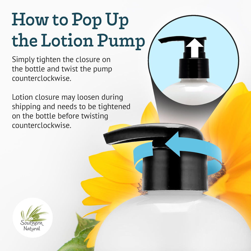 Family-friendly usage scene with unscented Southern Natural lotion for all skin types.