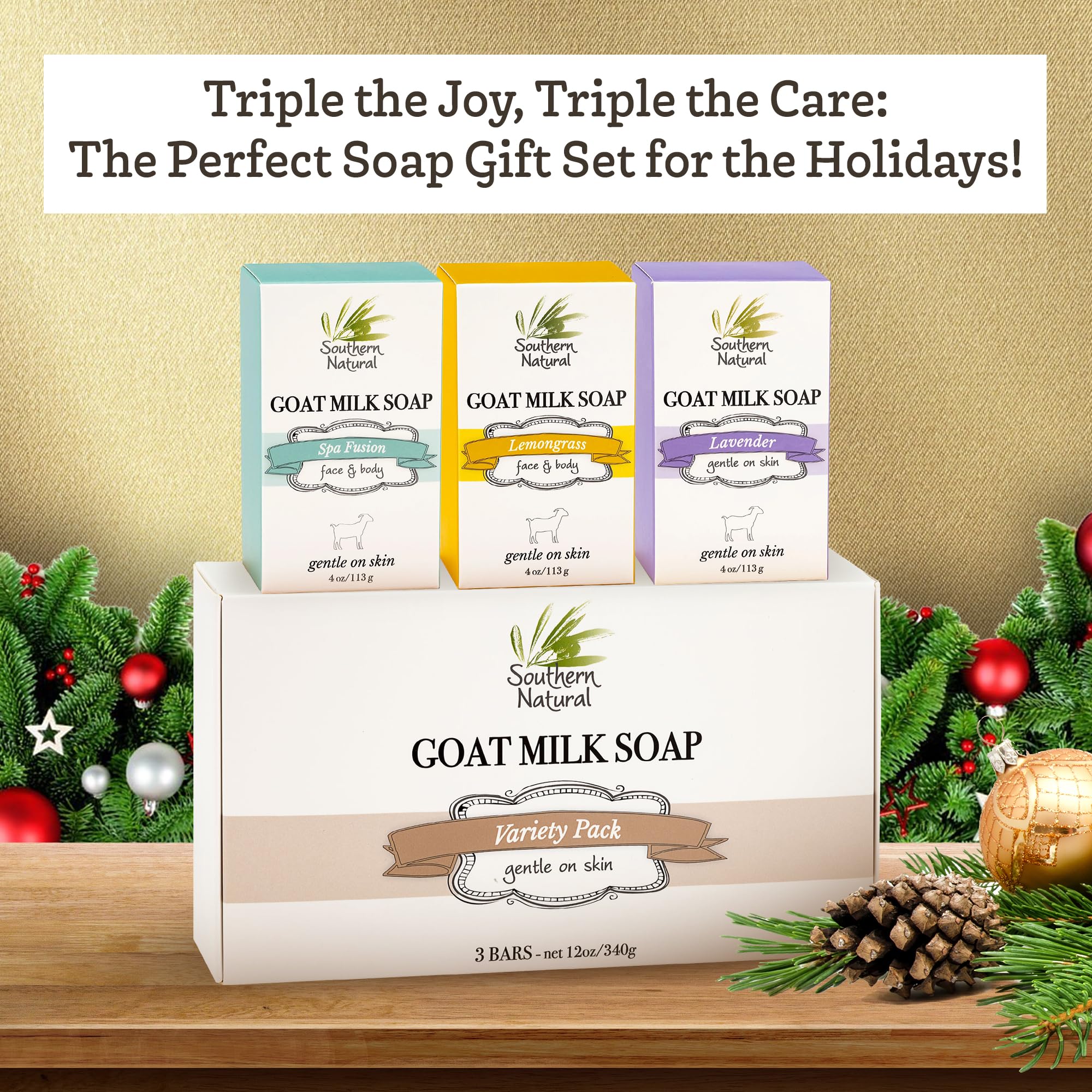 Southern Natural Goat Milk Soap Lemongrass Bar closeup showcases bright citrus aroma for energized cleansing