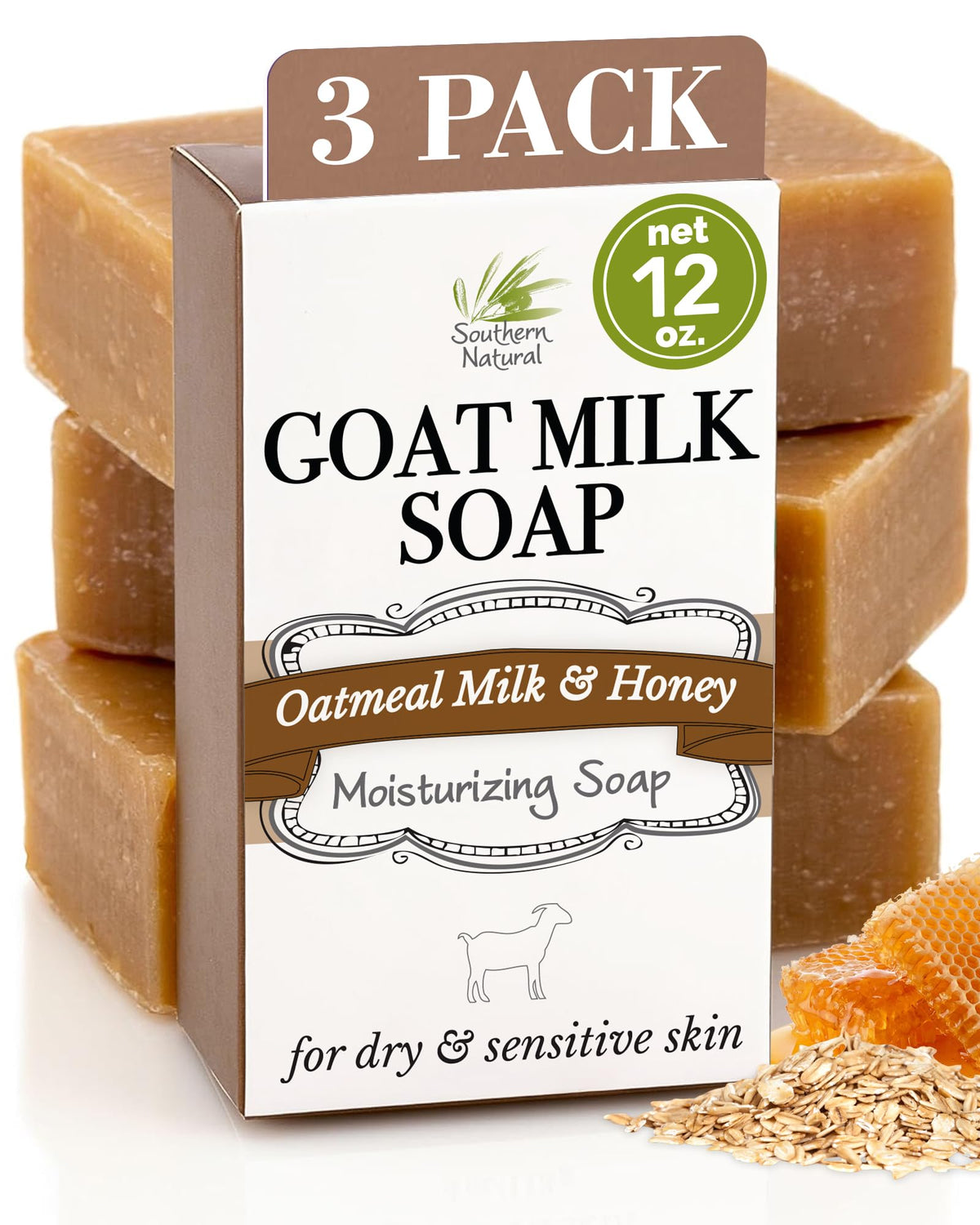 Southern Natural Goat Milk Soap Bar Wrapped is gift-ready and gentle for daily cleansing.