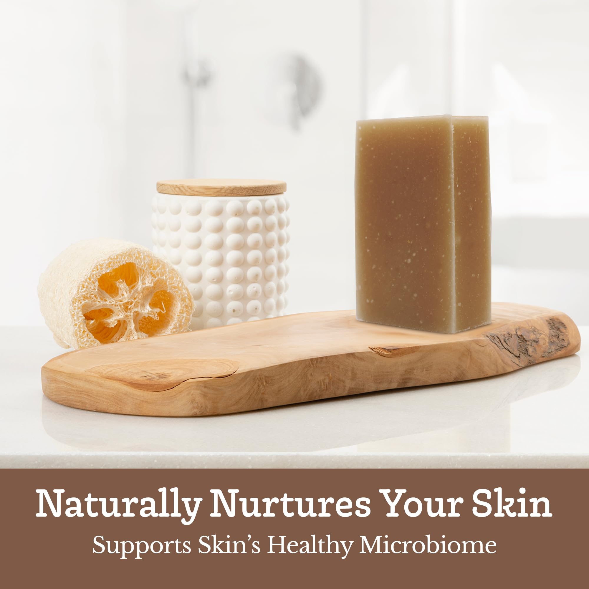 Southern Natural Goat Milk Soap Sink Display invites daily use on a bathroom counter.