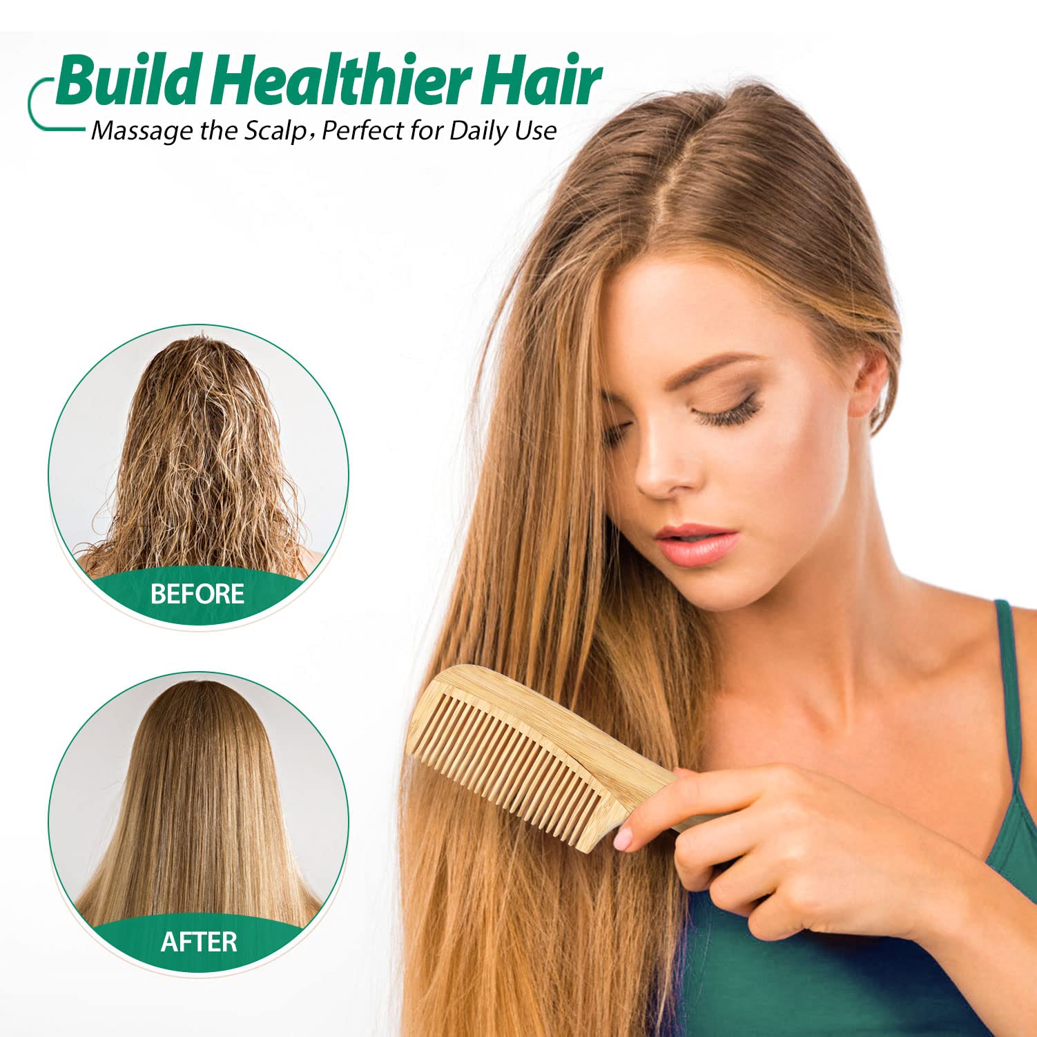 SouxMux fine-tooth bamboo comb with handle provides precise styling.