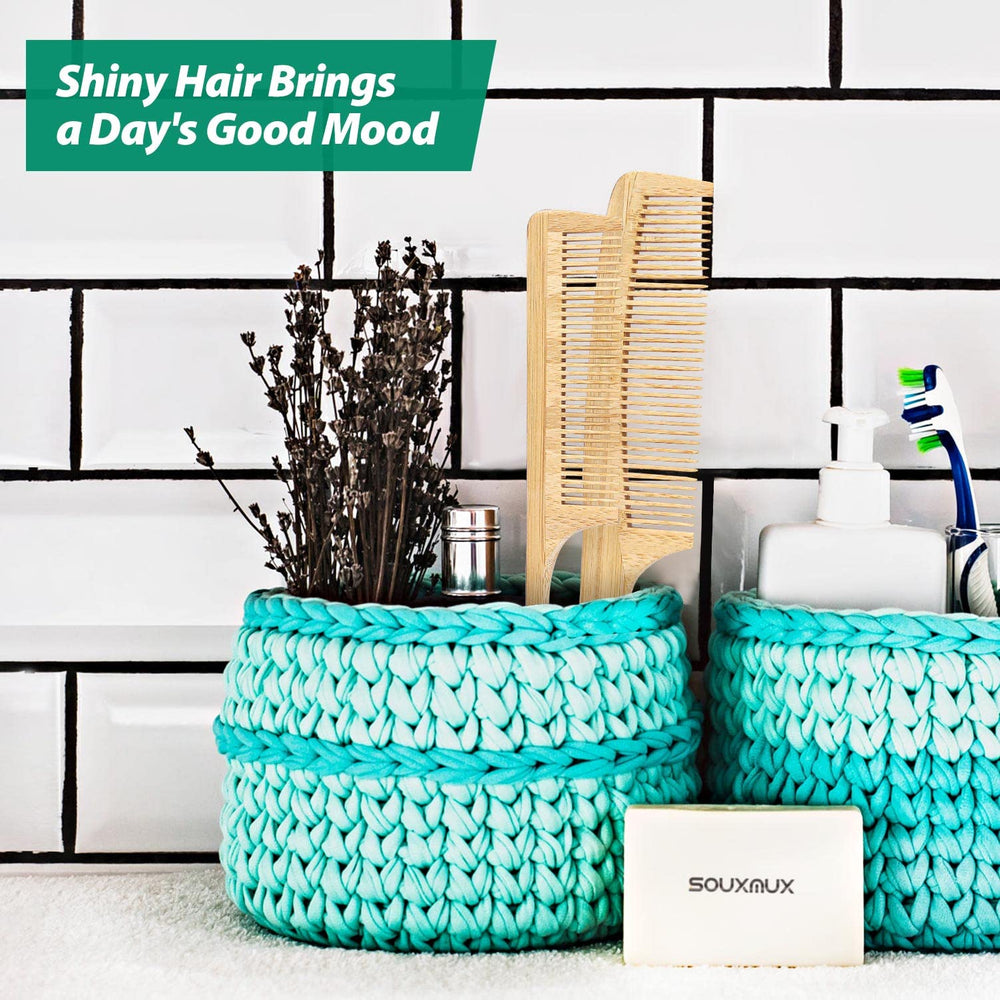 SouxMux bamboo comb set with travel pouch for on-the-go grooming.
