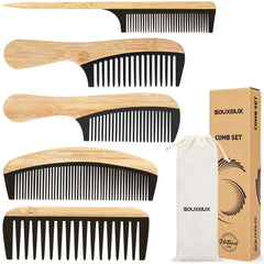 SouxMux bamboo wide-tooth comb glides through thick hair for gentle detangling