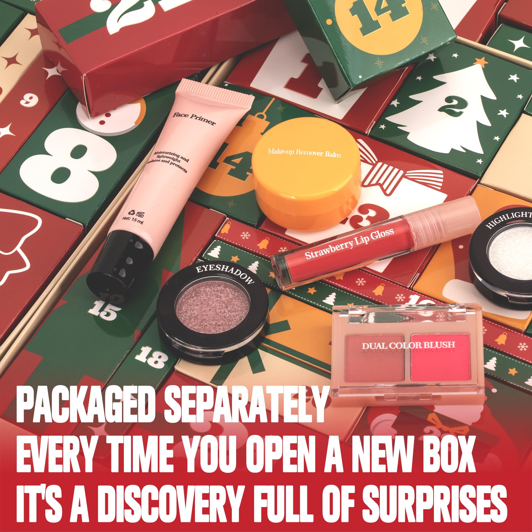 SOYUB Advent calendar highlights sparkly eyeshadows for playful, eye-catching party looks.