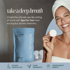 Spa For One eucalyptus tablets close-up showing natural ingredients.