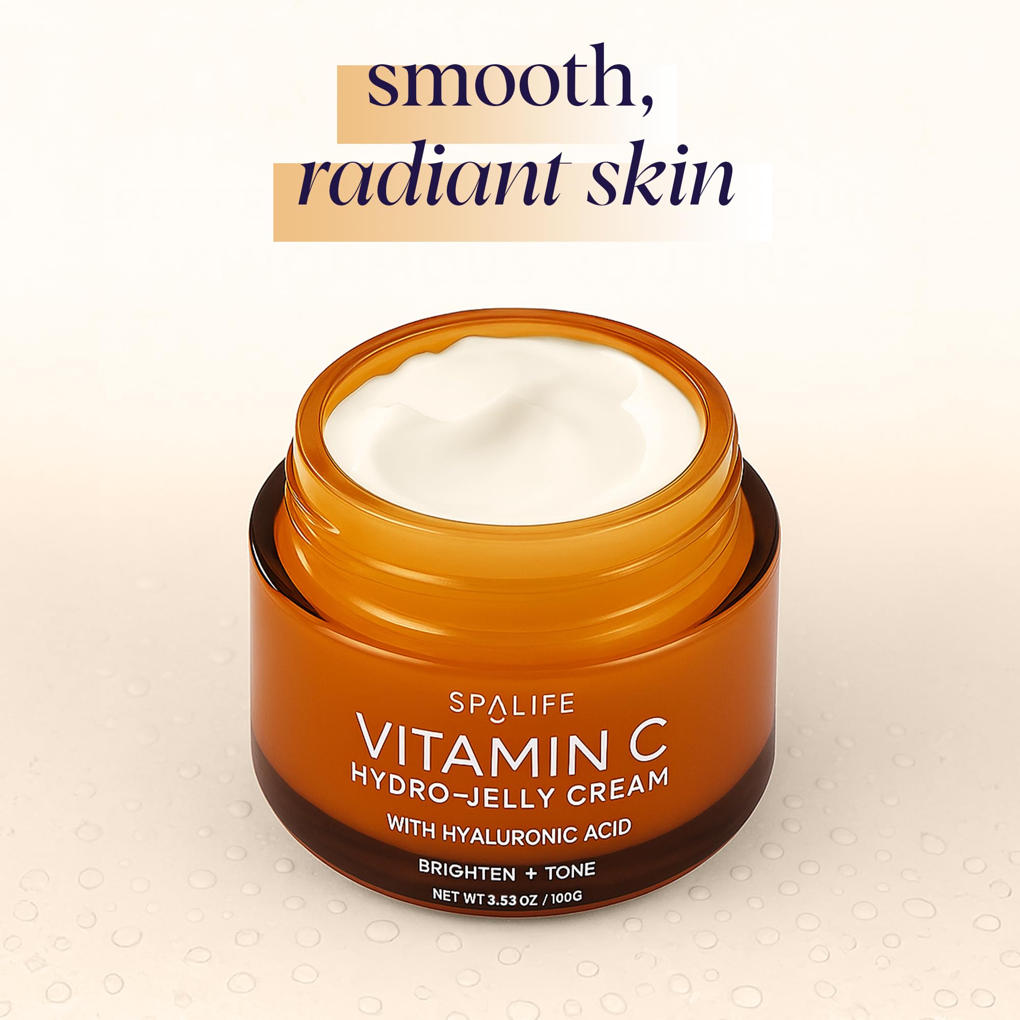 SpaLife Beauty Vitamin C Hydro spread on hand demonstrates instant cooling and moisturization