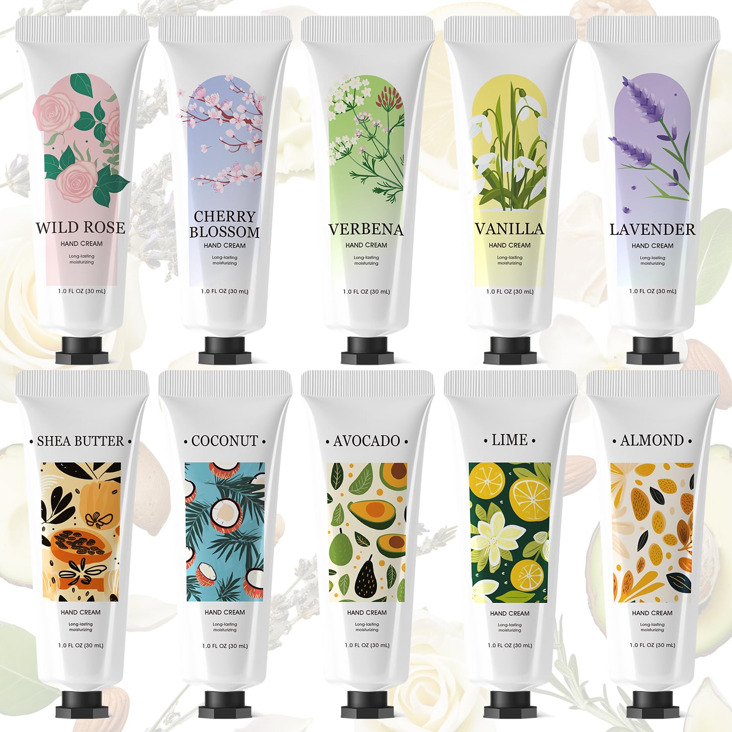 Spa Luxetique 10-fragrances hand cream set for daily hydration and sensory variety.