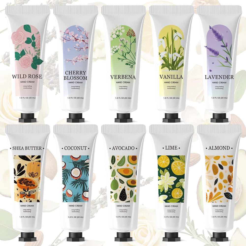 Spa Luxetique 10-fragrances hand cream set for daily hydration and sensory variety.