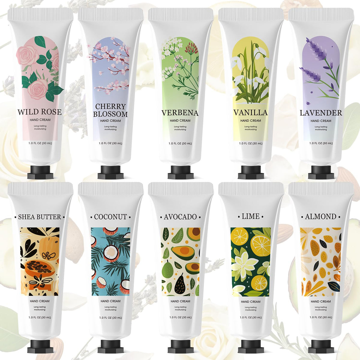 Spa Luxetique 10-fragrances hand cream set for daily hydration and sensory variety.