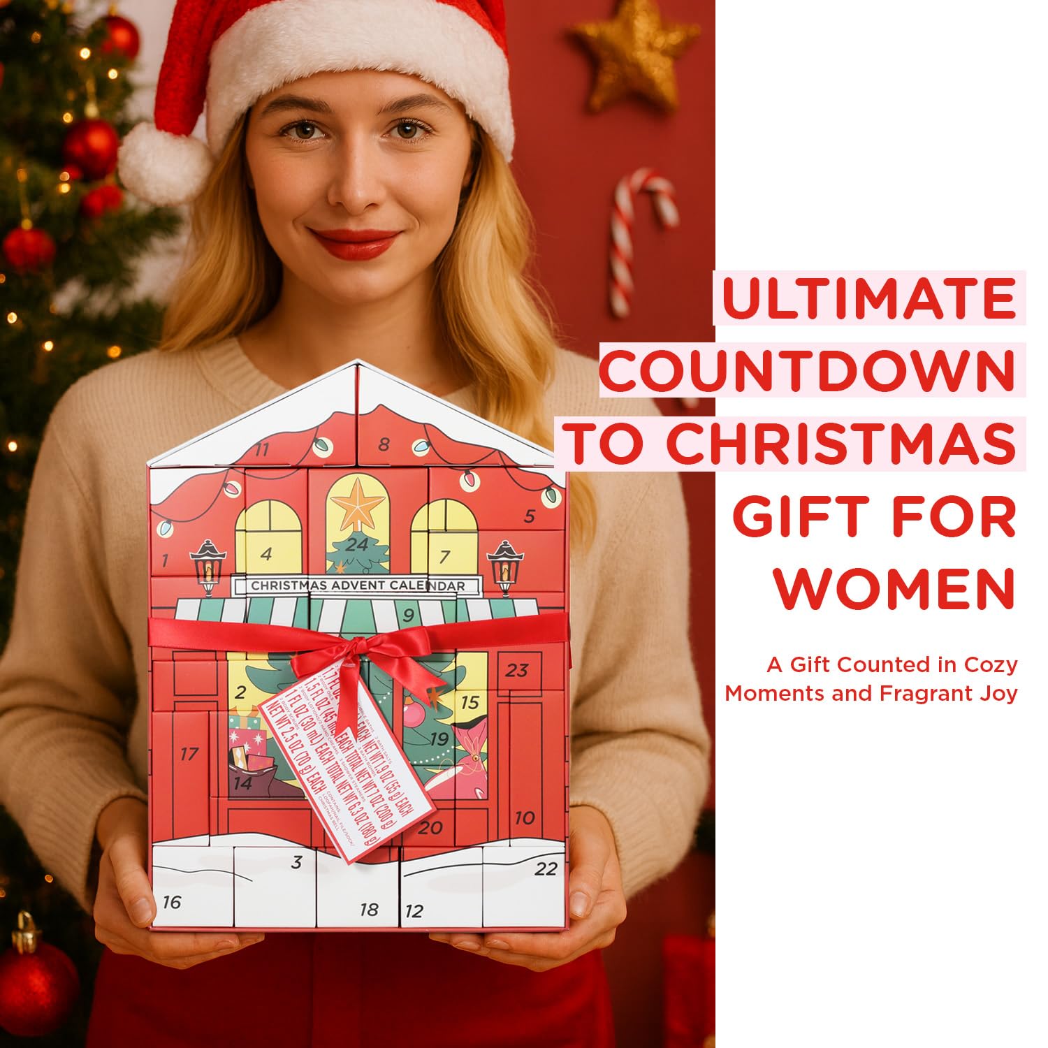 Spa Luxetique advent calendar holiday ritual box featuring steamers and candles for cozy evenings.