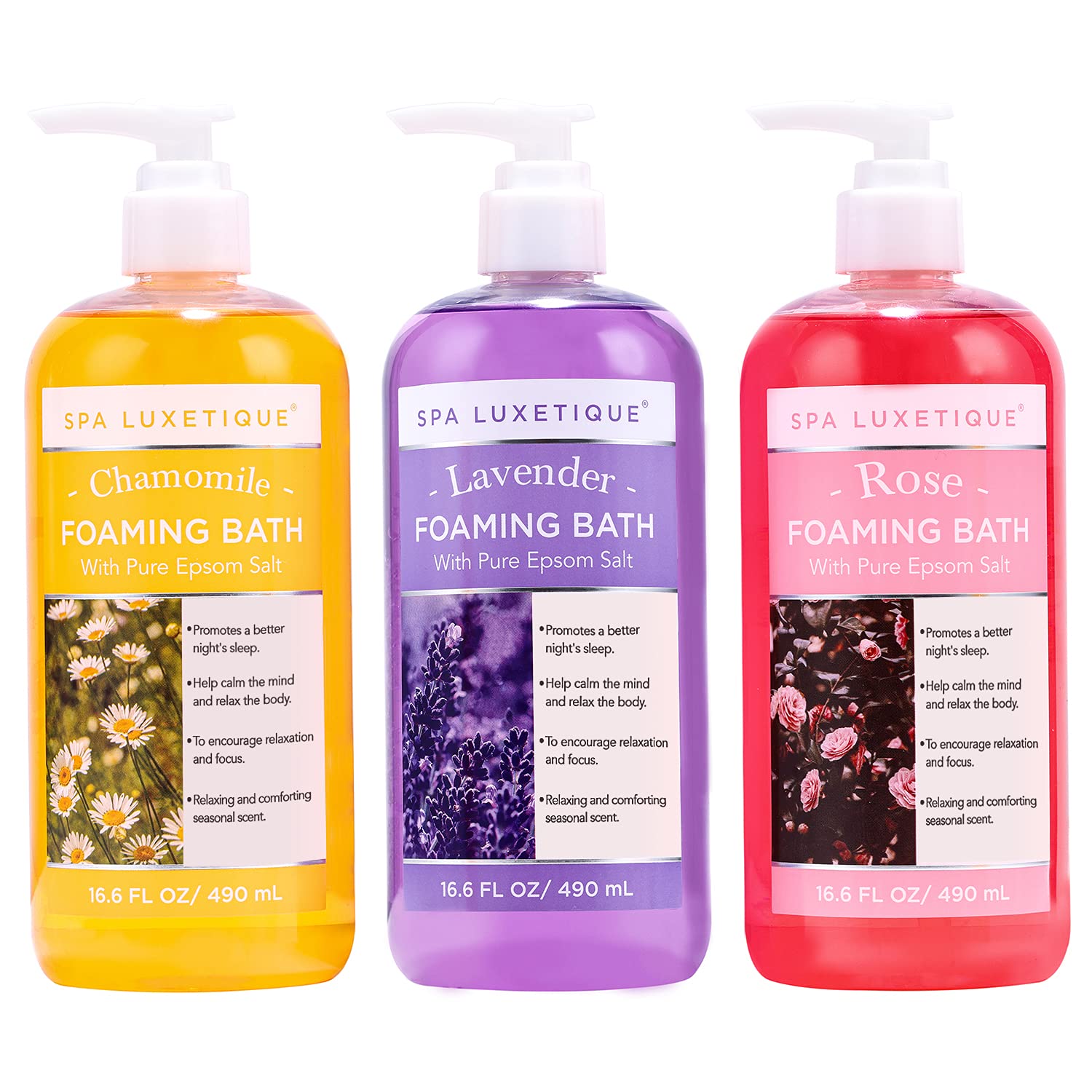 Spa Luxetique bubble bath three-pack bottles for a relaxing at-home spa ritual