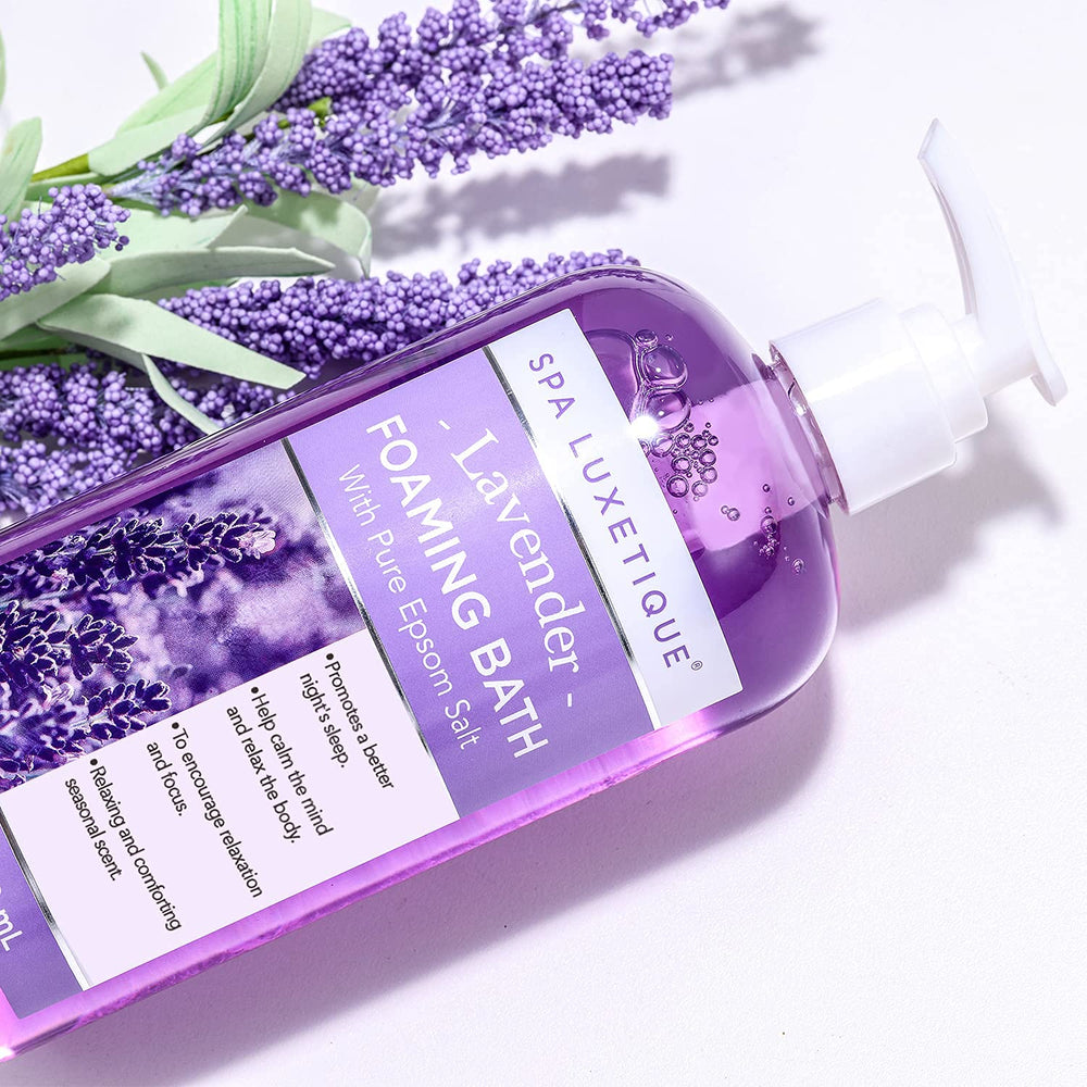 Spa Luxetique rose bottle featuring romantic scent for luxurious bath moments