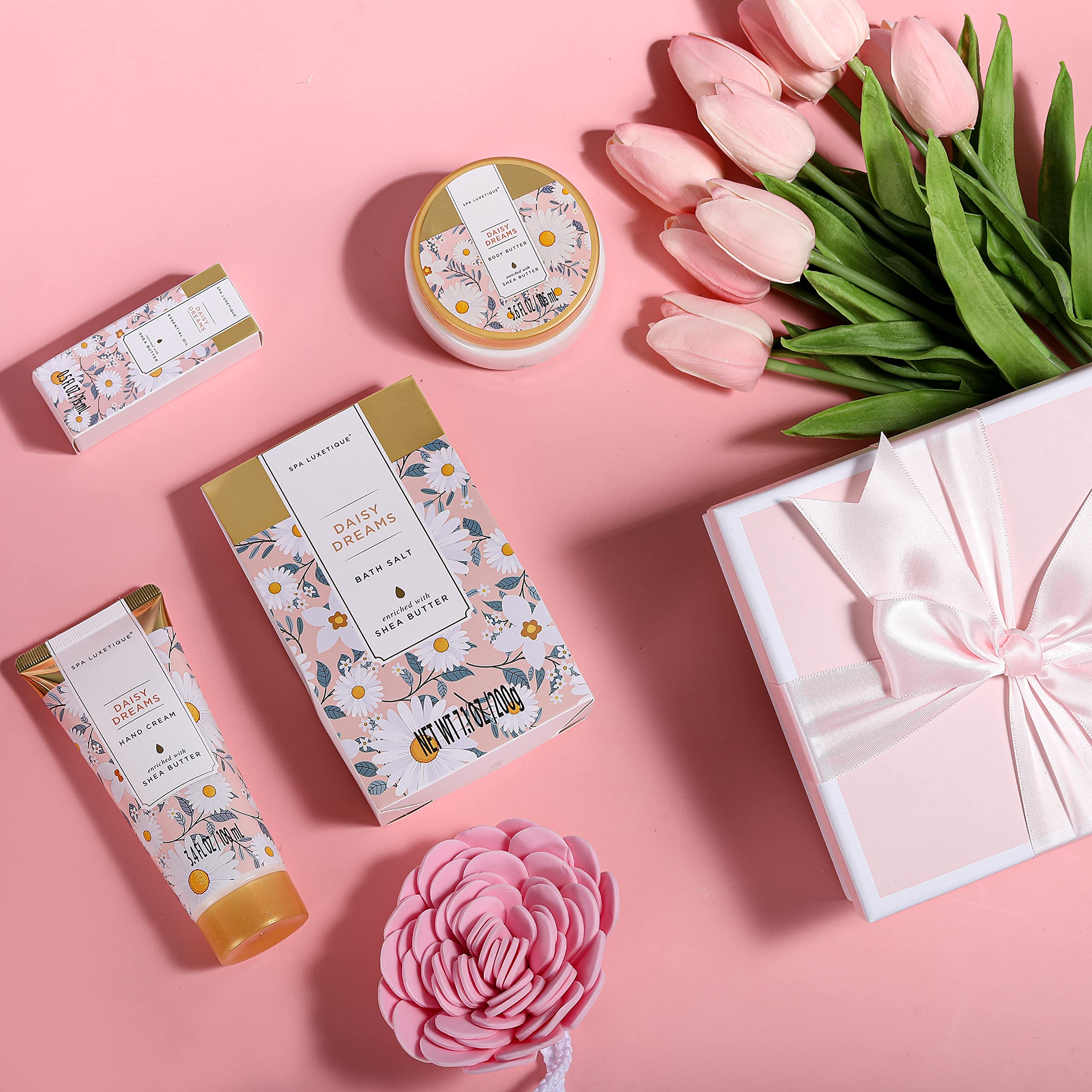 Unpacked Daisy Dream set shown in a gift-ready display