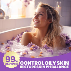 Spa Luxetique lavender body lotion bottle for nourished skin and scent.