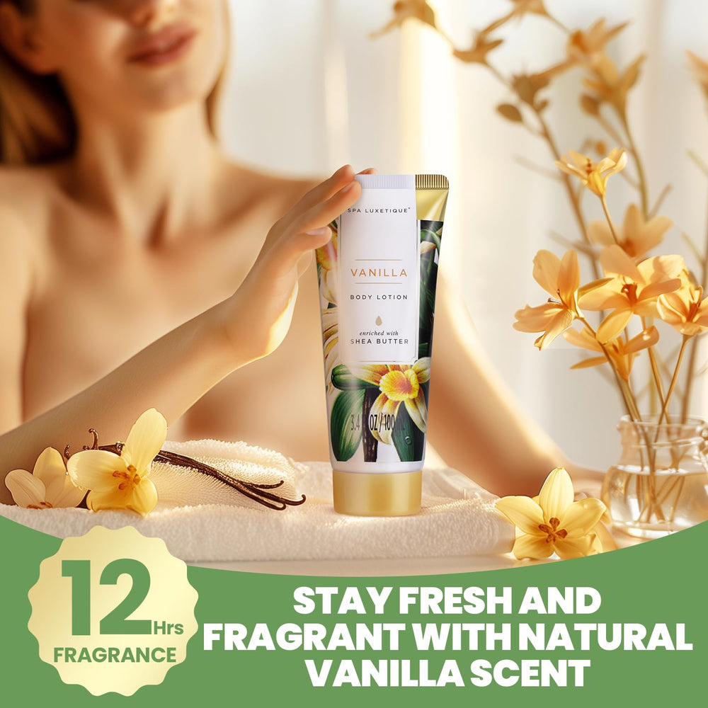 Spa Luxetique vanilla body lotion for nourishing post-bath moisture
