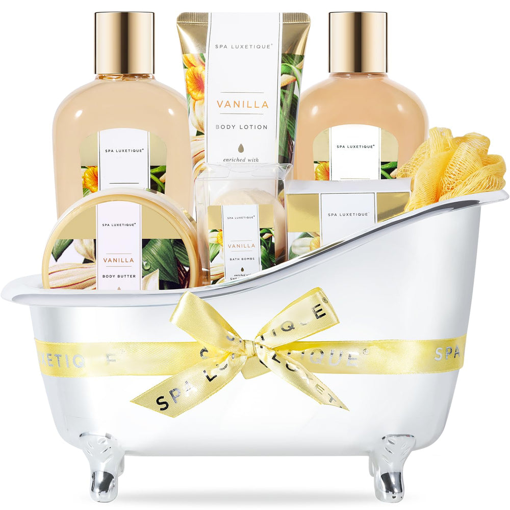Spa Luxetique vanilla body scrub with gentle exfoliation and vanilla scent