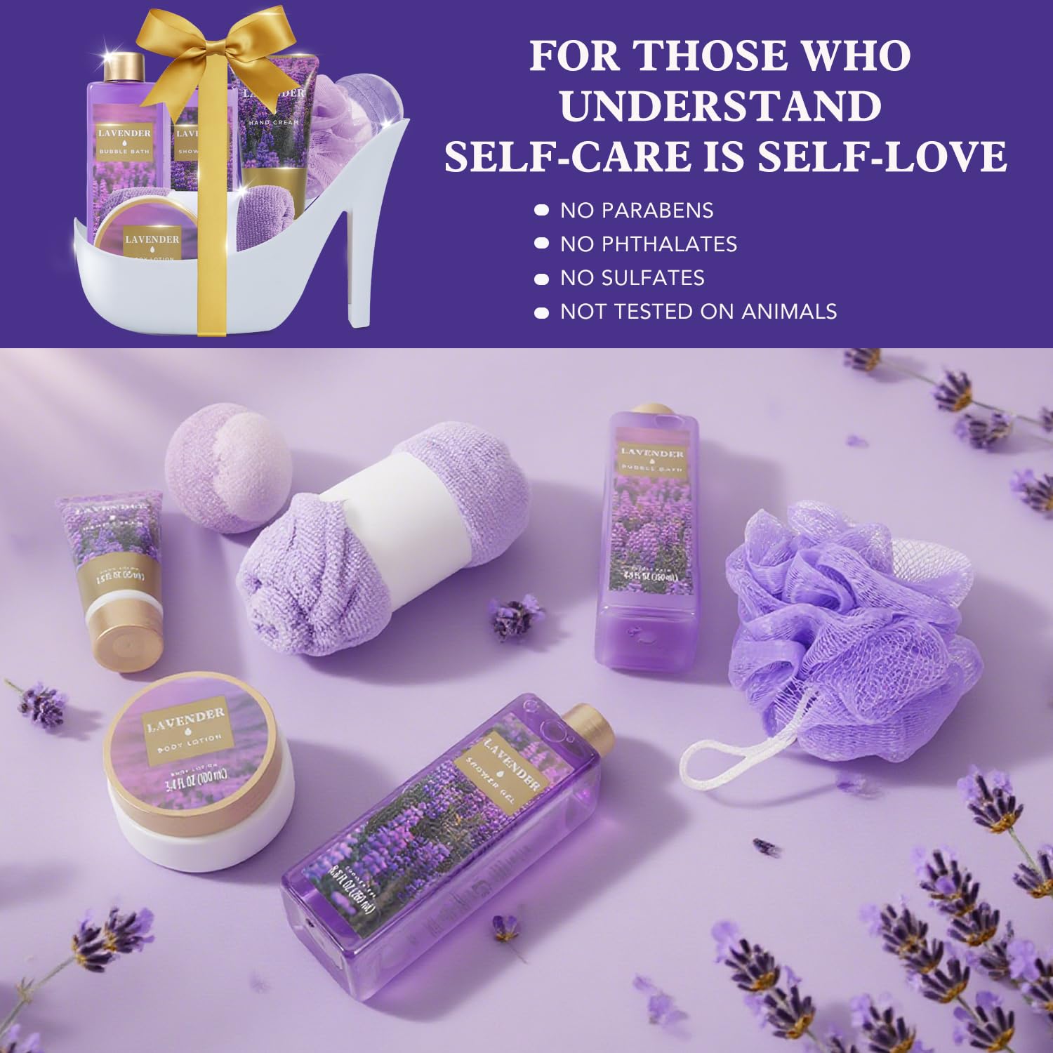 SPA LUXETIQUE WORLD bath bombs and bubble bath inside a sturdy display pack.