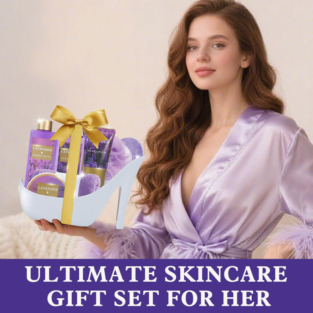 SPA LUXETIQUE WORLD lavender-scented relaxation set highlighted for home spa moments.
