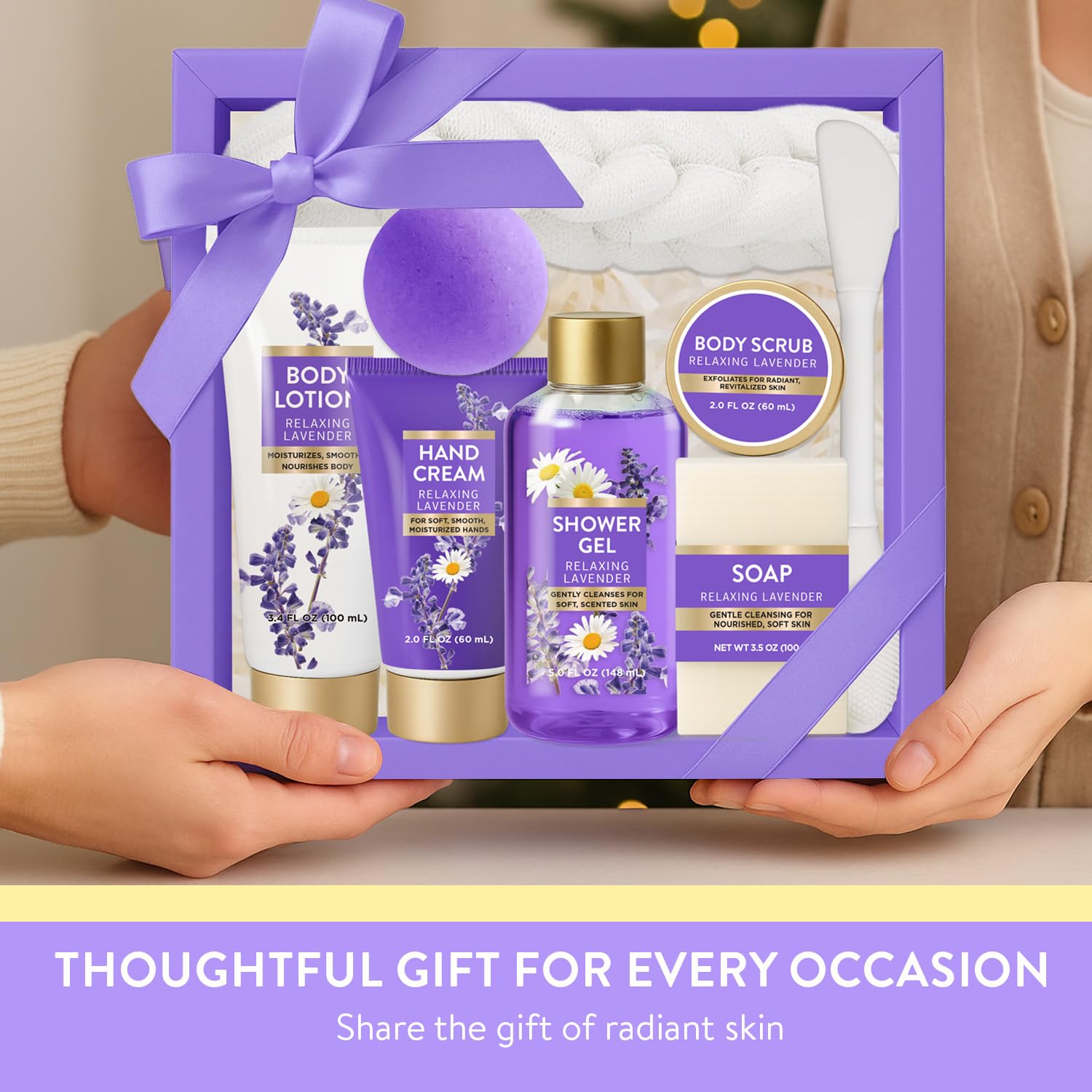 SPA LUXETIQUE WORLD lavender soap bar suggests gentle cleansing with calming aroma.