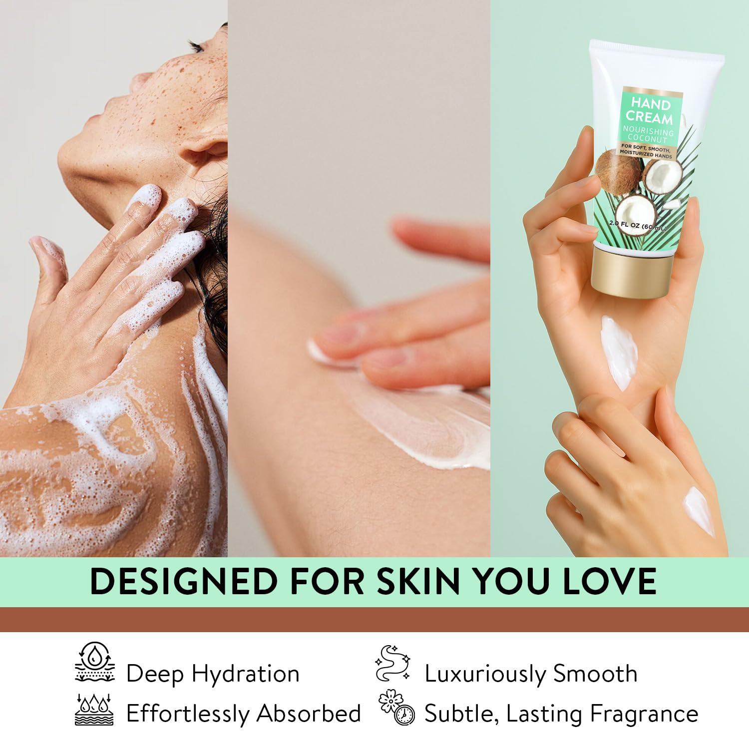 SPA LUXETIQUE WORLD shea butter coconut extracts highlight gentle care for sensitive skin.