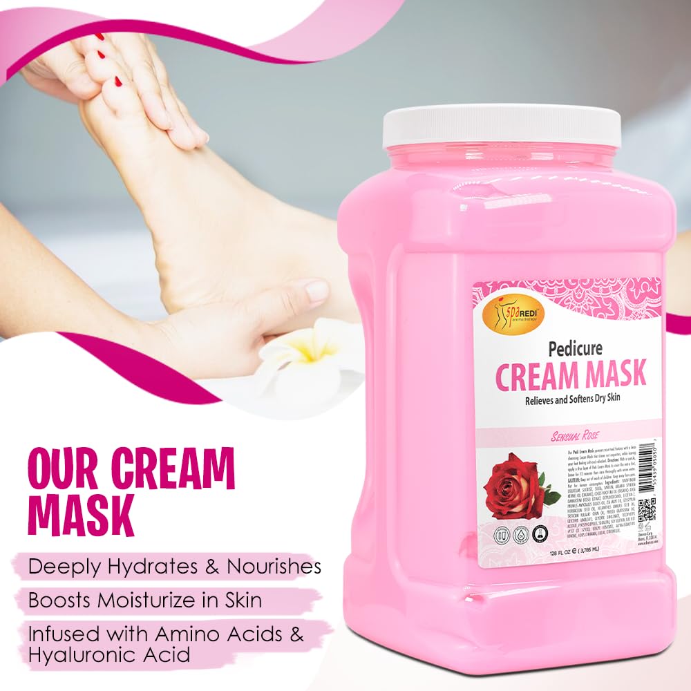SPA REDI jar shown beside steps for easy massage and absorption.