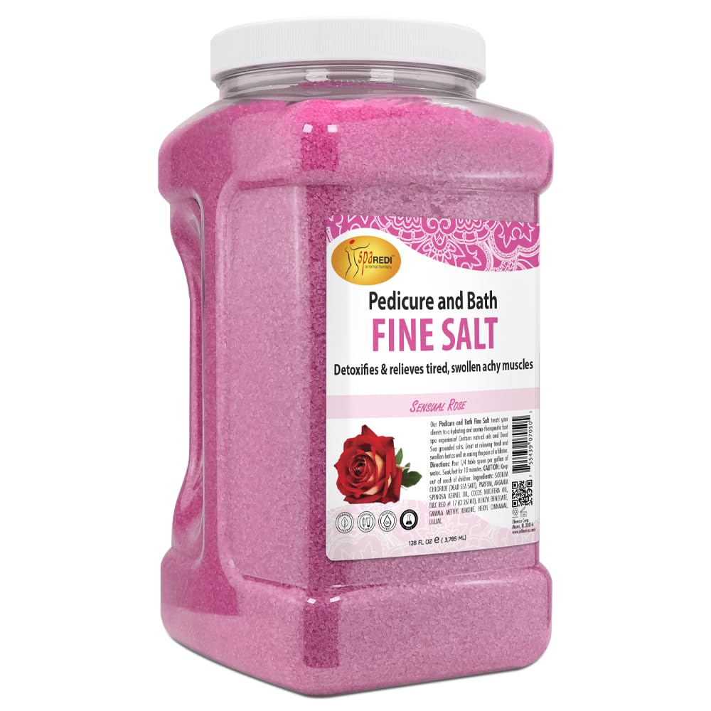 SPA REDI Detox Foot Soak Rose bottle highlighting mineral-rich formula for calming foot baths.