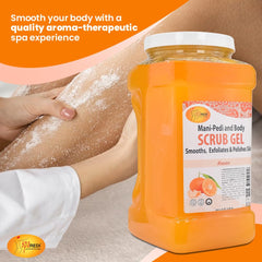 Spa Redi Pedi Scrub Gel with hyaluronic acid for moisturized skin.