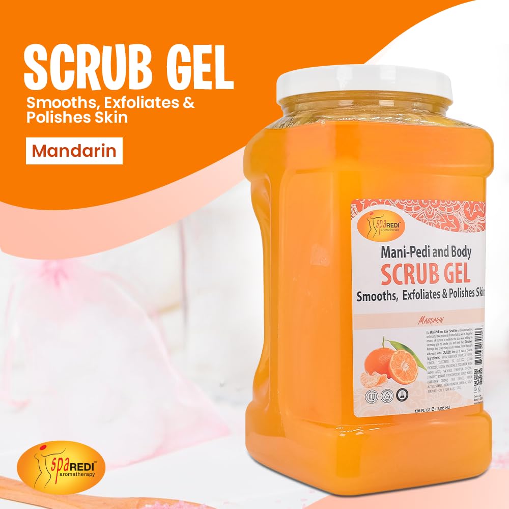 Spa Redi Pedi Scrub Gel pumice texture for gentle exfoliation.
