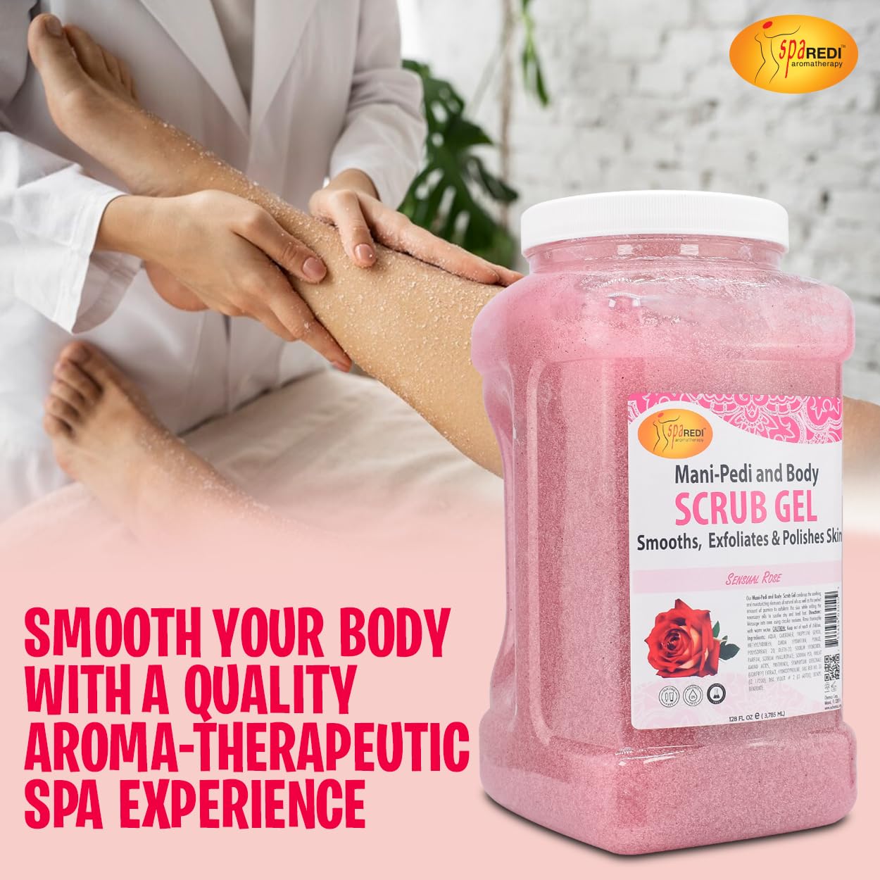 SPA REDI Sensual Rose scrub with rose notes for relaxing sensory experience and skin nourishment