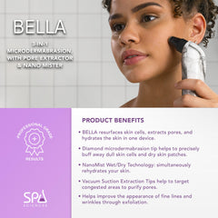 Bella Nano Mist spray demonstrated for hydrating mist on skin