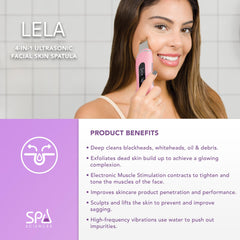 Spa Sciences LELA side view shows compact handheld design for travel skincare.