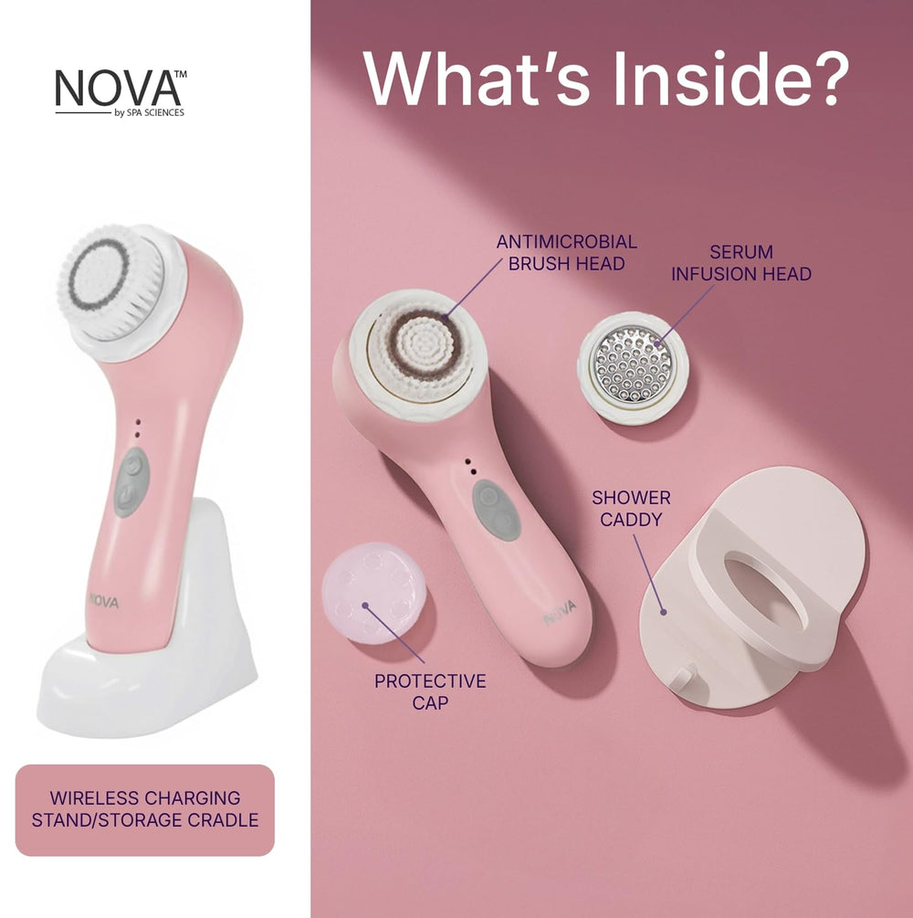 Spa Sciences NOVA charging cradle and USB cable for quick top-ups.