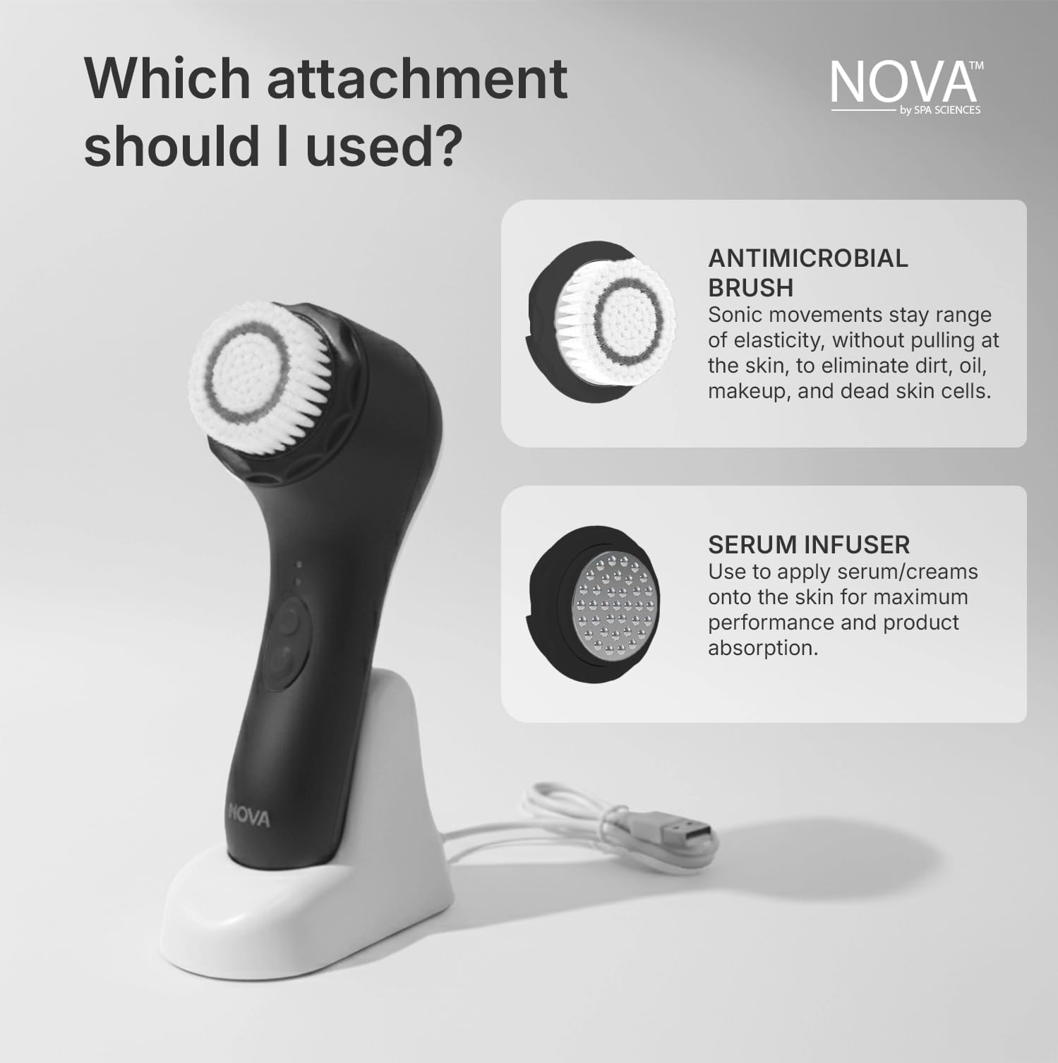Spa Sciences NOVA in-shower use illustrates waterproof design for bath routines.
