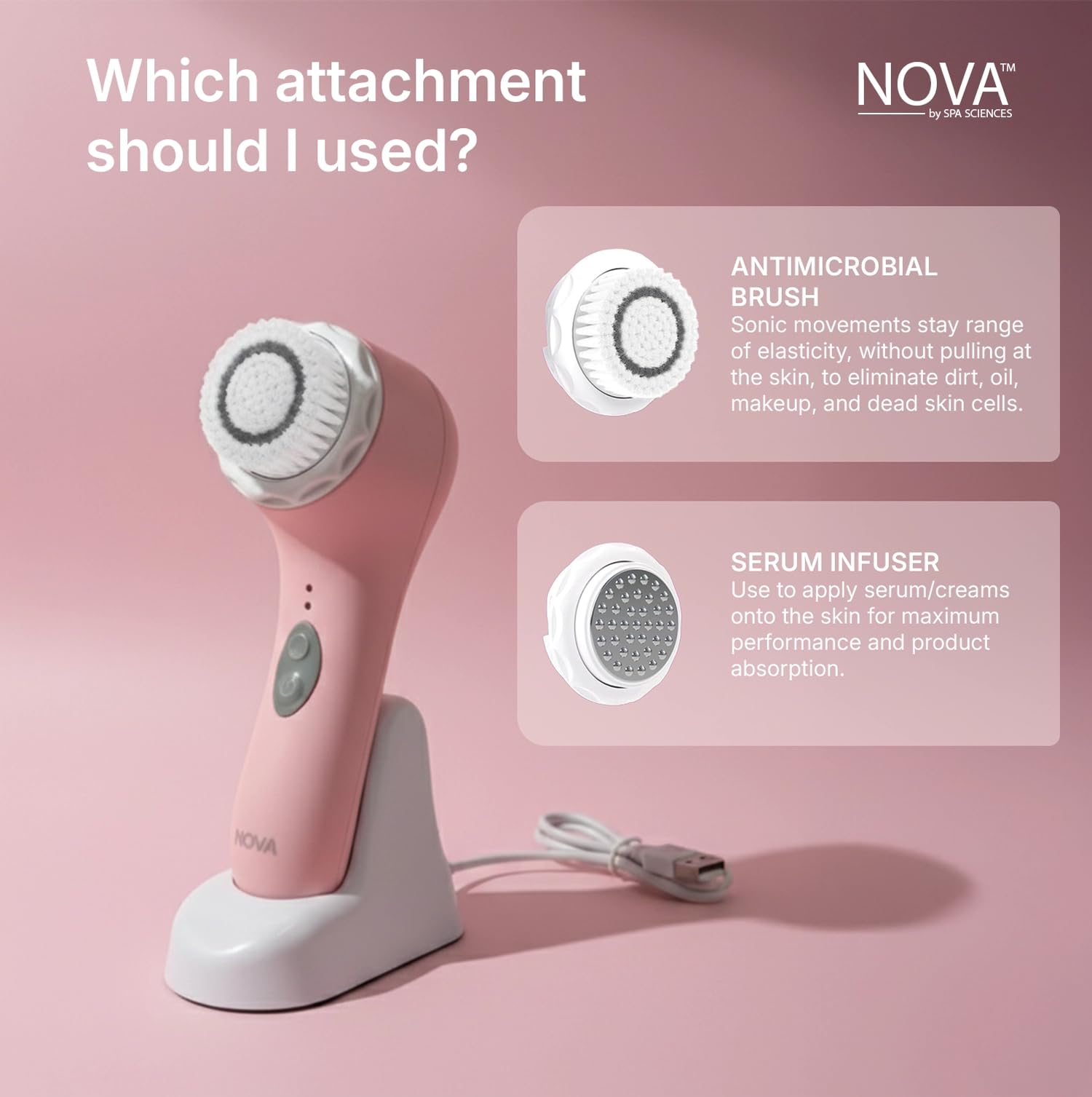 Spa Sciences NOVA USB charging cradle keeps it ready.