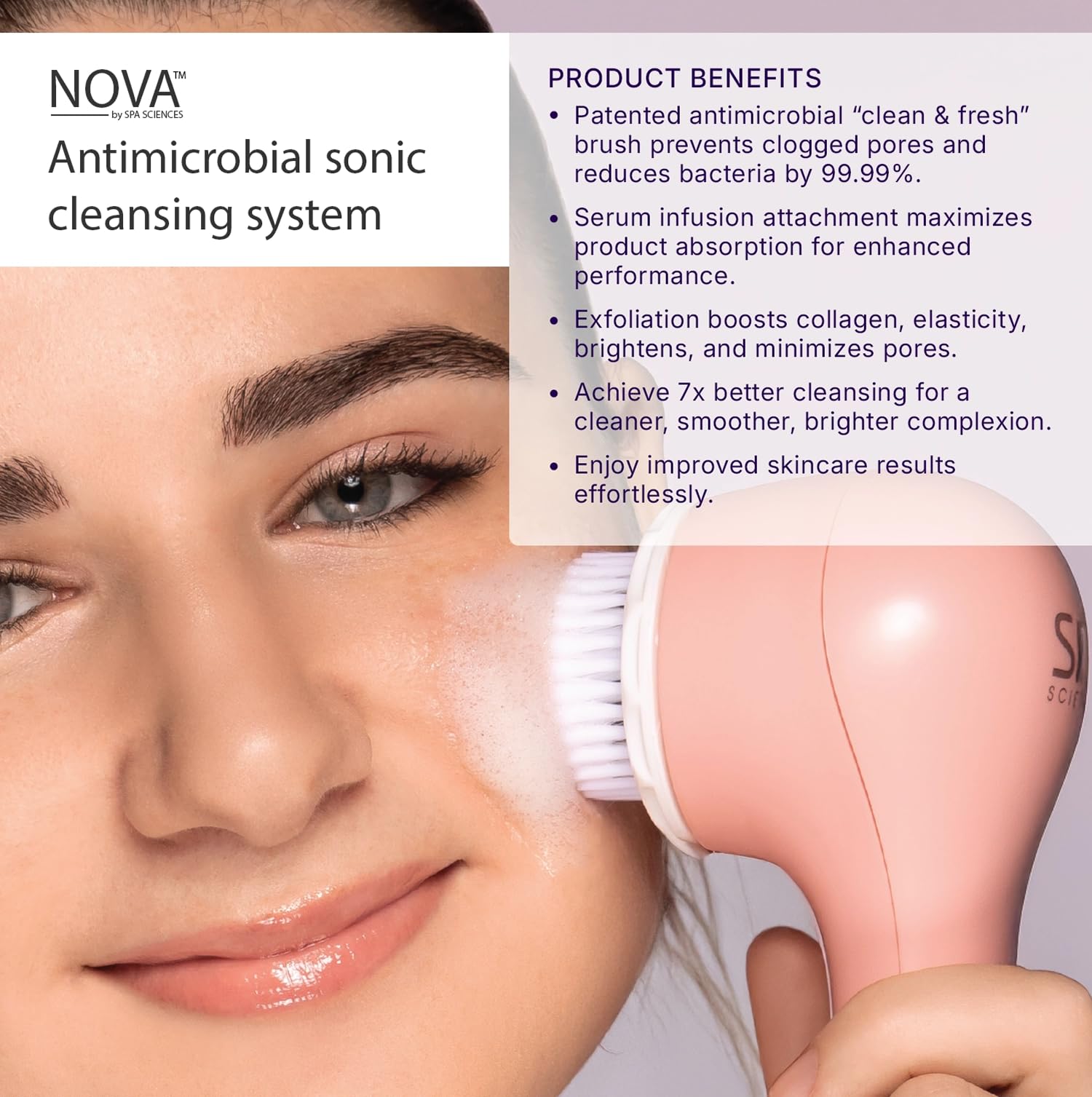 Spa Sciences NOVA waterproof casing enables shower-safe use.