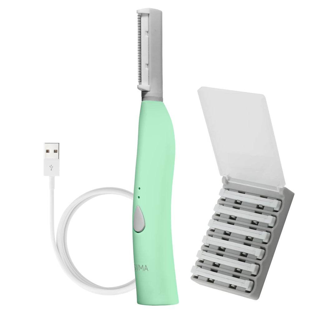 Spa Sciences SIMA dermaplane razor face closeup for smooth skin and peach fuzz removal