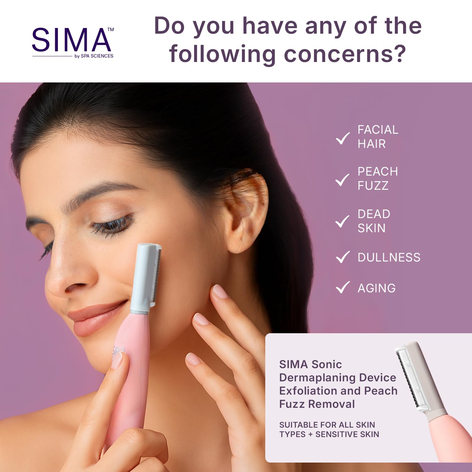 SIMA Razor speed settings illustrated for personalized exfoliation levels