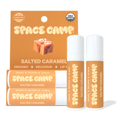 Space Camp Wellness jumbo lip balm salted caramel jar for everyday moisture and flavor.