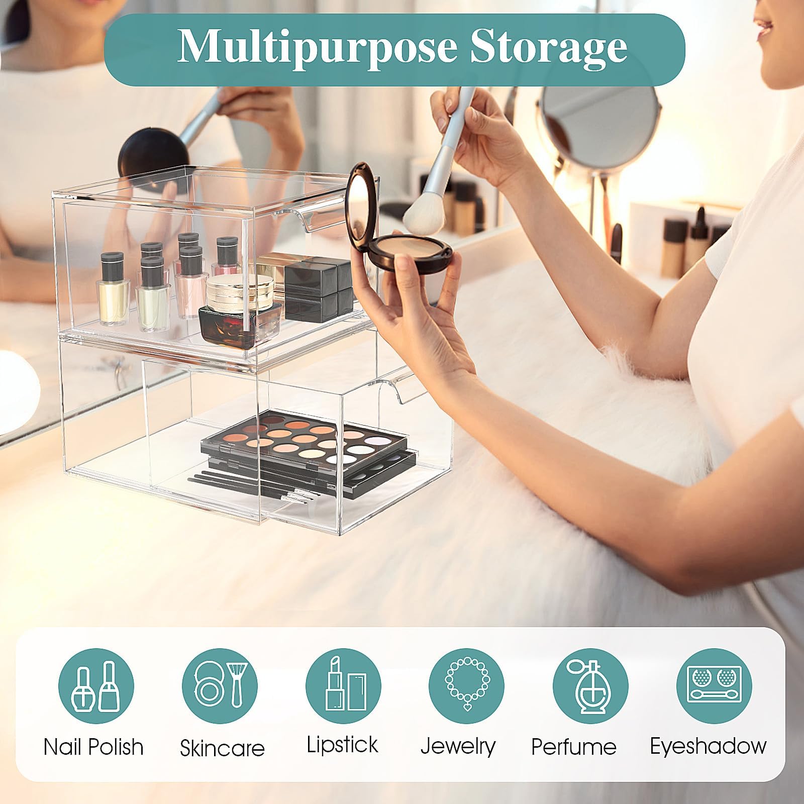 SpaceHacks versatile storage for brushes, tools, and sundries stays dust-free.