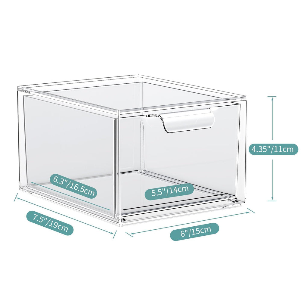SpaceHacks clear acrylic organizer shows contents at a glance for quick grooming.