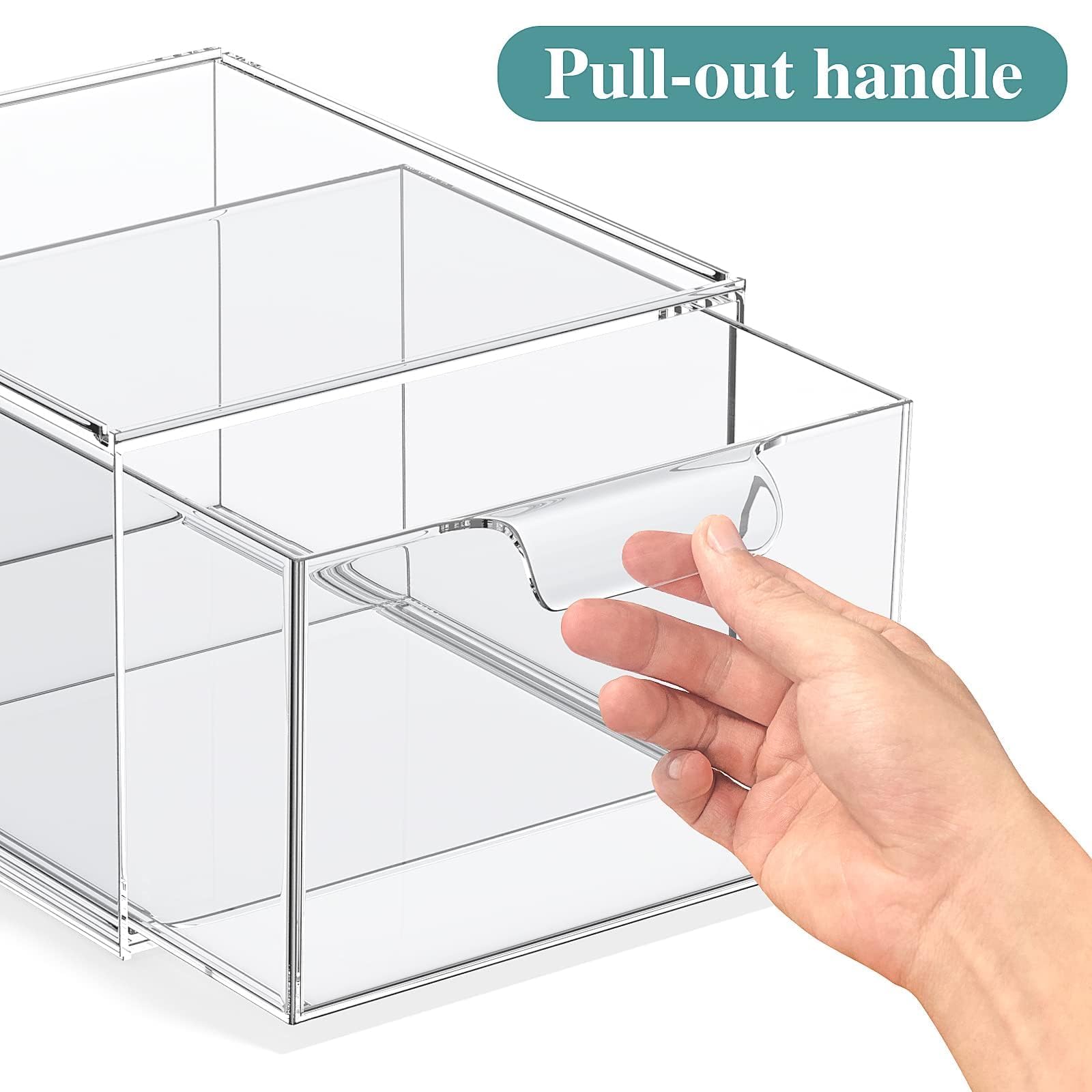SpaceHacks pull-out handles keep items in place and easy to remove.