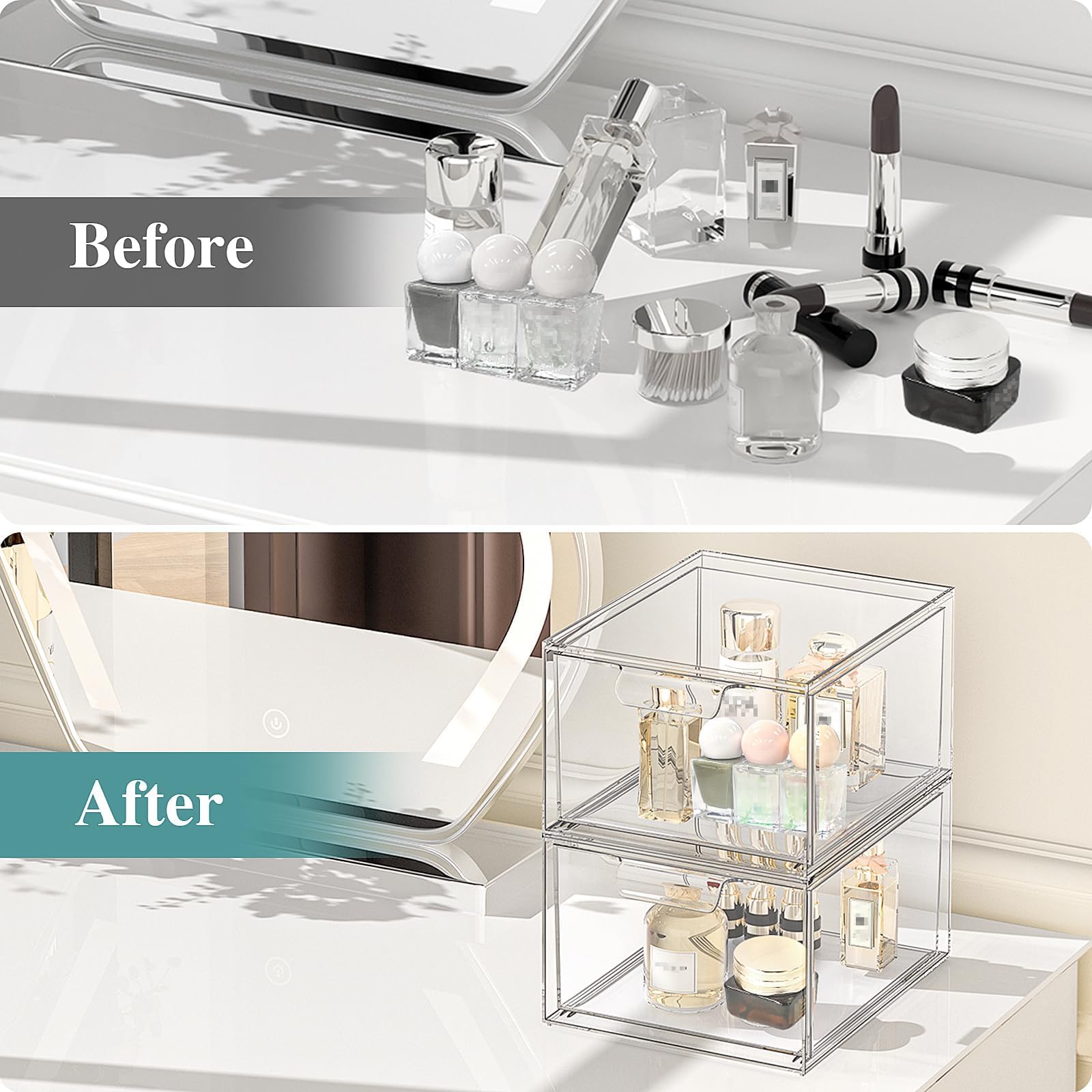 SpaceHacks side-by-side stackable units maximize vertical and horizontal storage.