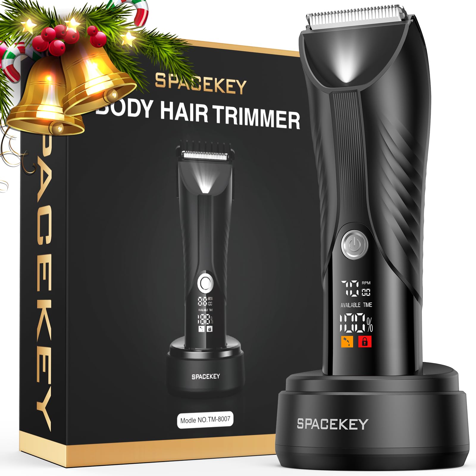 Spacekey Electric Body Hair Trimmer with LED Light enables precise grooming.