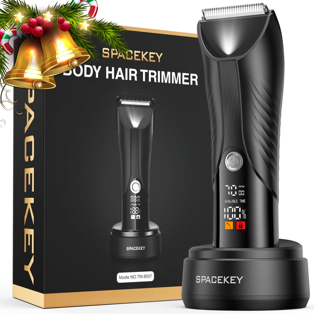 Spacekey Electric Body Hair Trimmer with LED Light enables precise grooming.